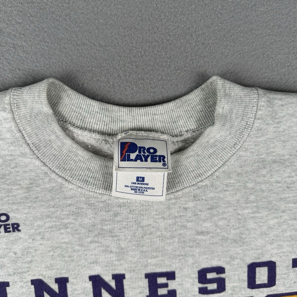 Vintage 90s Minnesota Vikings Sweatshirt Men's Medium Gray Pro Player 1996 - Picture 7 of 16